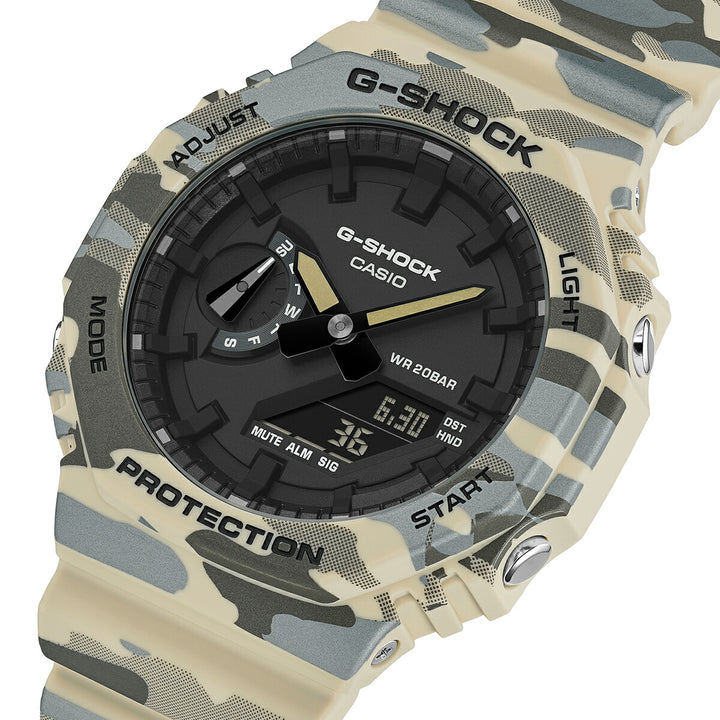 G-SHOCK カモフラージュ ベージュ GA-2100CM-5AJF メンズ 電池式 アナデジ オクタゴン 樹脂バンド 反転液晶