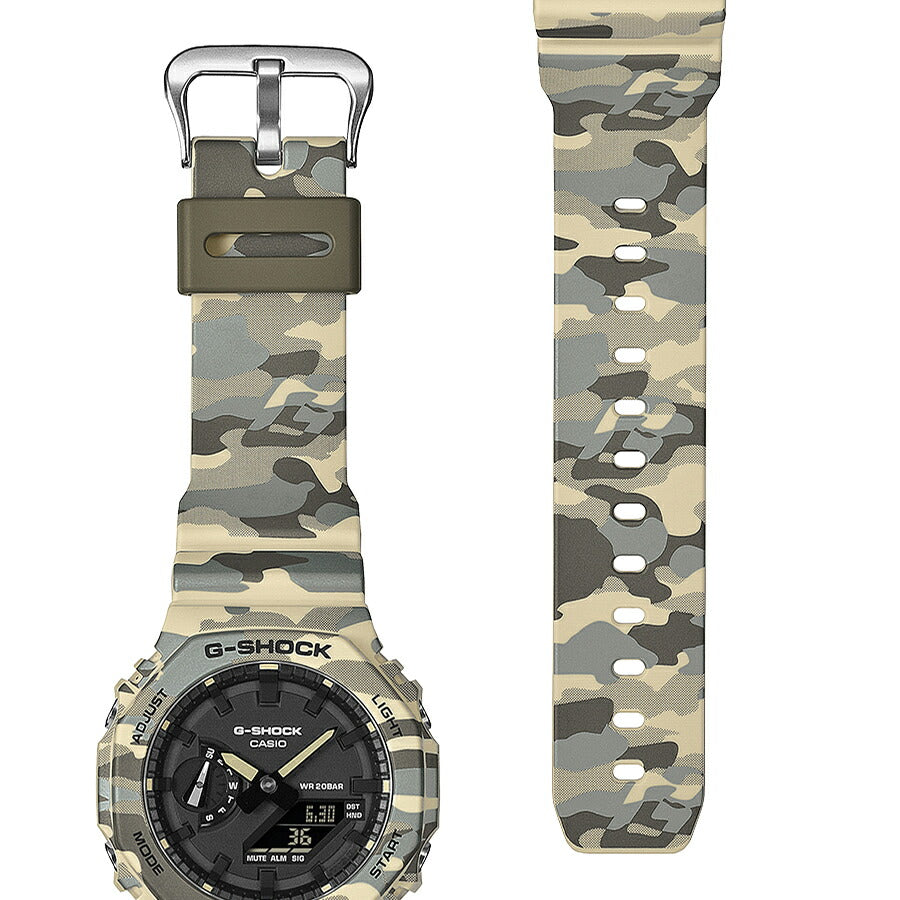 G-SHOCK カモフラージュ ベージュ GA-2100CM-5AJF メンズ 電池式 アナデジ オクタゴン 樹脂バンド 反転液晶