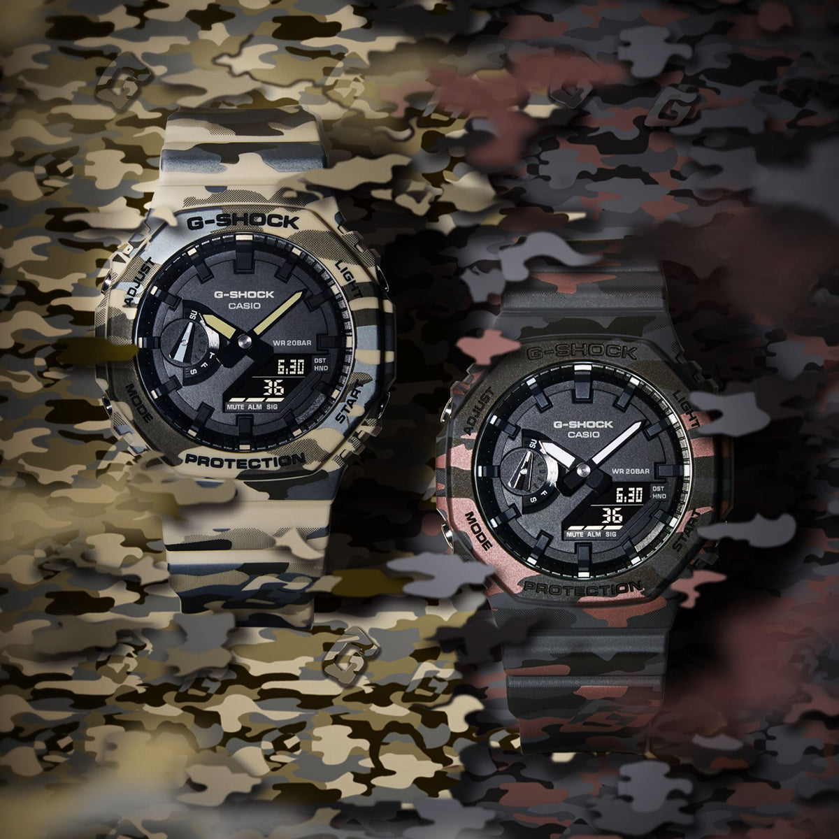 G-SHOCK GA-2100CM-5AJF カモフラージュ G-SHOCK カモフラージュ ベージュ GA-2100CM-5AJF メンズ 電池式
