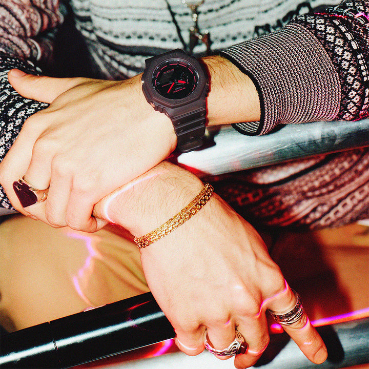 G-SHOCK スモークライト クリーンサーフェスダイヤル GA-2100K-5AJF メンズ 電池式 アナデジ オクタゴン 樹脂バンド 反転液晶 ブラウン