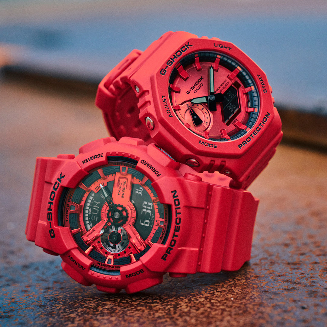 G-SHOCK アイコニック スタイルズ レッド ブラックアクセント GA-2100RRB-4AJF メンズ 電池式 アナデジ オクタゴン 樹脂バンド 反転液晶