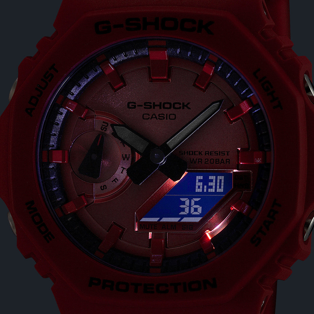 G-SHOCK アイコニック スタイルズ レッド ブラックアクセント GA-2100RRB-4AJF メンズ 電池式 アナデジ オクタゴン 樹脂バンド 反転液晶