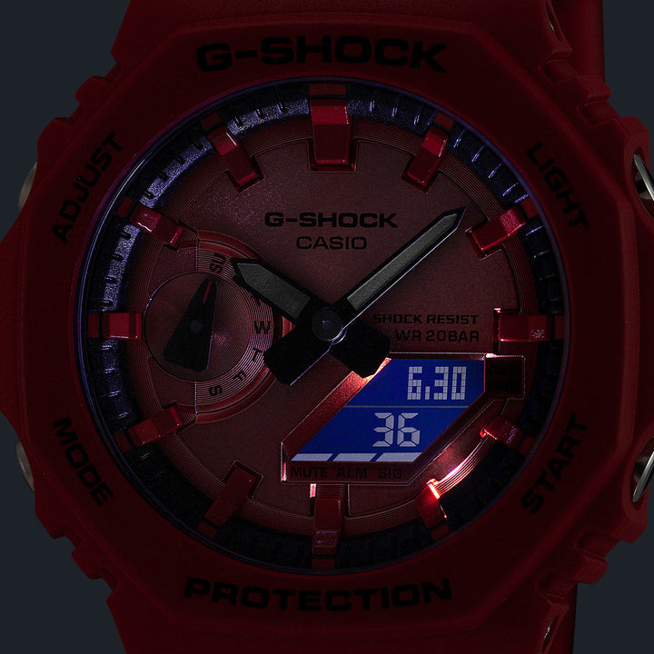 G-SHOCK アイコニック スタイルズ レッド ブラックアクセント GA-2100RRB-4AJF メンズ 電池式 アナデジ オクタゴン 樹脂バンド 反転液晶