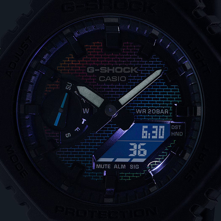 G-SHOCK レインボー ブリック ウォール GA-2100RW-1AJF メンズ 腕時計 電池式 アナデジ オクタゴン 樹脂バンド 反転液晶 国内正規品 カシオ