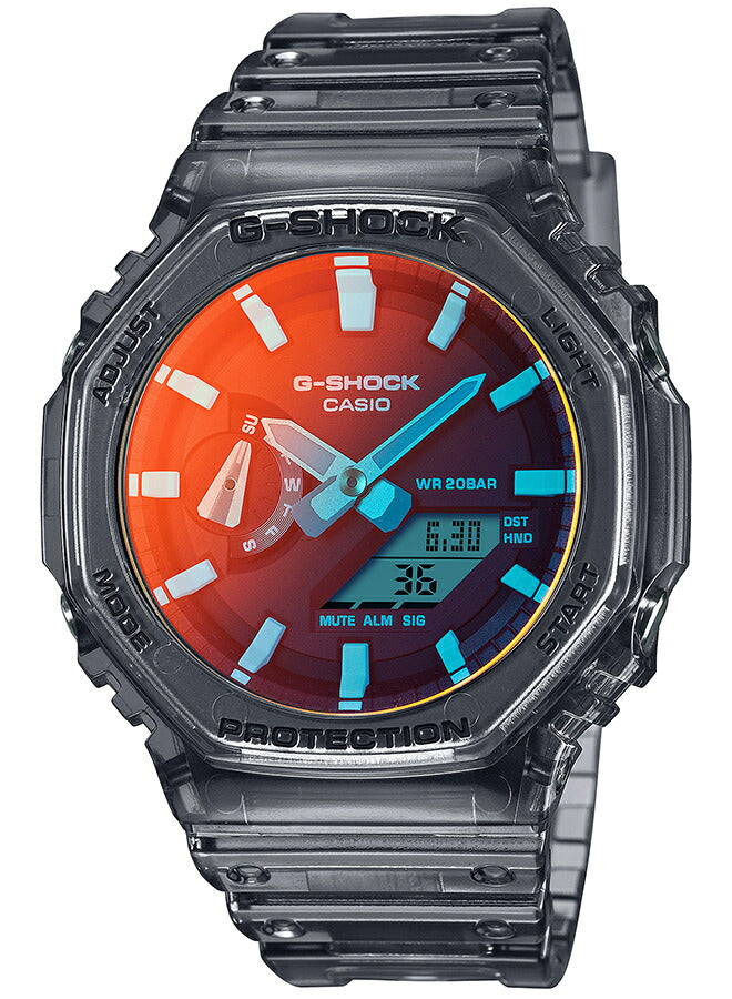 G-SHOCK 2100 BEACH TIME LAPSE ビーチタイムラプス GA-2100TLS-8AJF メンズ 腕時計 電池式 オクタゴン アナデジ 樹脂バンド グレー スケルトン 国内正規品 カシオ