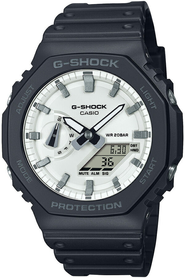 G-SHOCK ブラック&ブリリアントホワイト GA-2100WD-1AJF メンズ 腕時計 電池式 アナデジ オクタゴン 樹脂バンド 国内正規品 カシオ