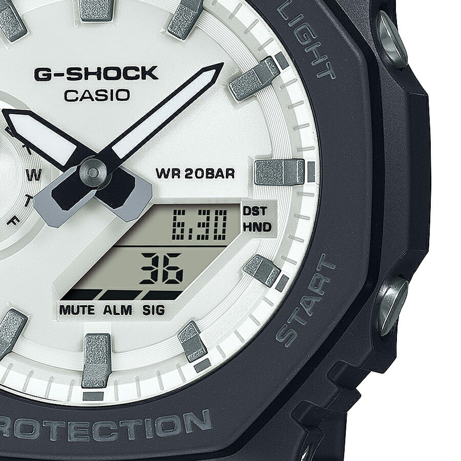 G-SHOCK ブラック&ブリリアントホワイト GA-2100WD-1AJF メンズ 腕時計 電池式 アナデジ オクタゴン 樹脂バンド 国内正規品 カシオ