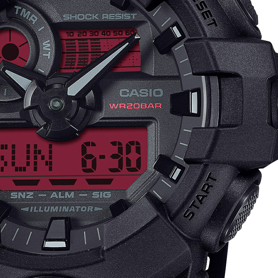 G-SHOCK ブラック&ボールドレッド GA-700BBR-1AJF メンズ 電池式 ビッグケース アナデジ 樹脂バンド カラー液晶