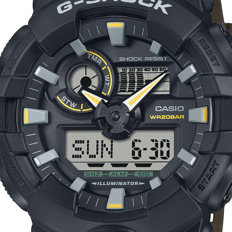 G-SHOCK Two tone utility colors GA-710TU-1A3JF メンズ 腕時計 電池式 ビッグケース アナデジ 樹脂バンド ブラック オリーブグリーン 国内正規品 カシオ