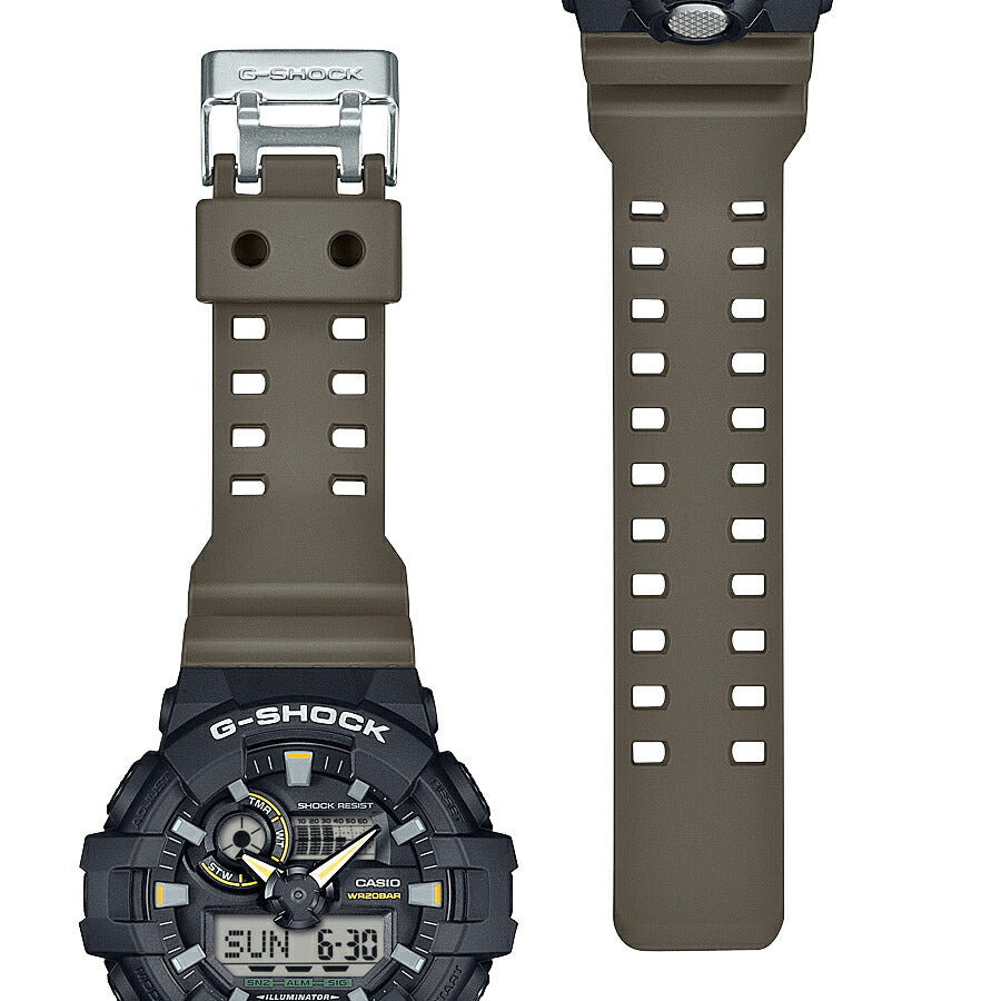 G-SHOCK Two tone utility colors GA-710TU-1A3JF メンズ 腕時計 電池式 ビッグケース アナデジ 樹脂バンド ブラック オリーブグリーン 国内正規品 カシオ