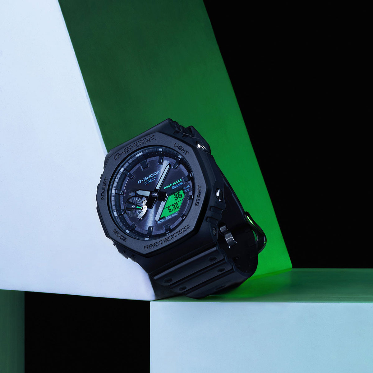 G-SHOCK ブラック&エレクトログリーン GA-B2100BEG-1AJF メンズ