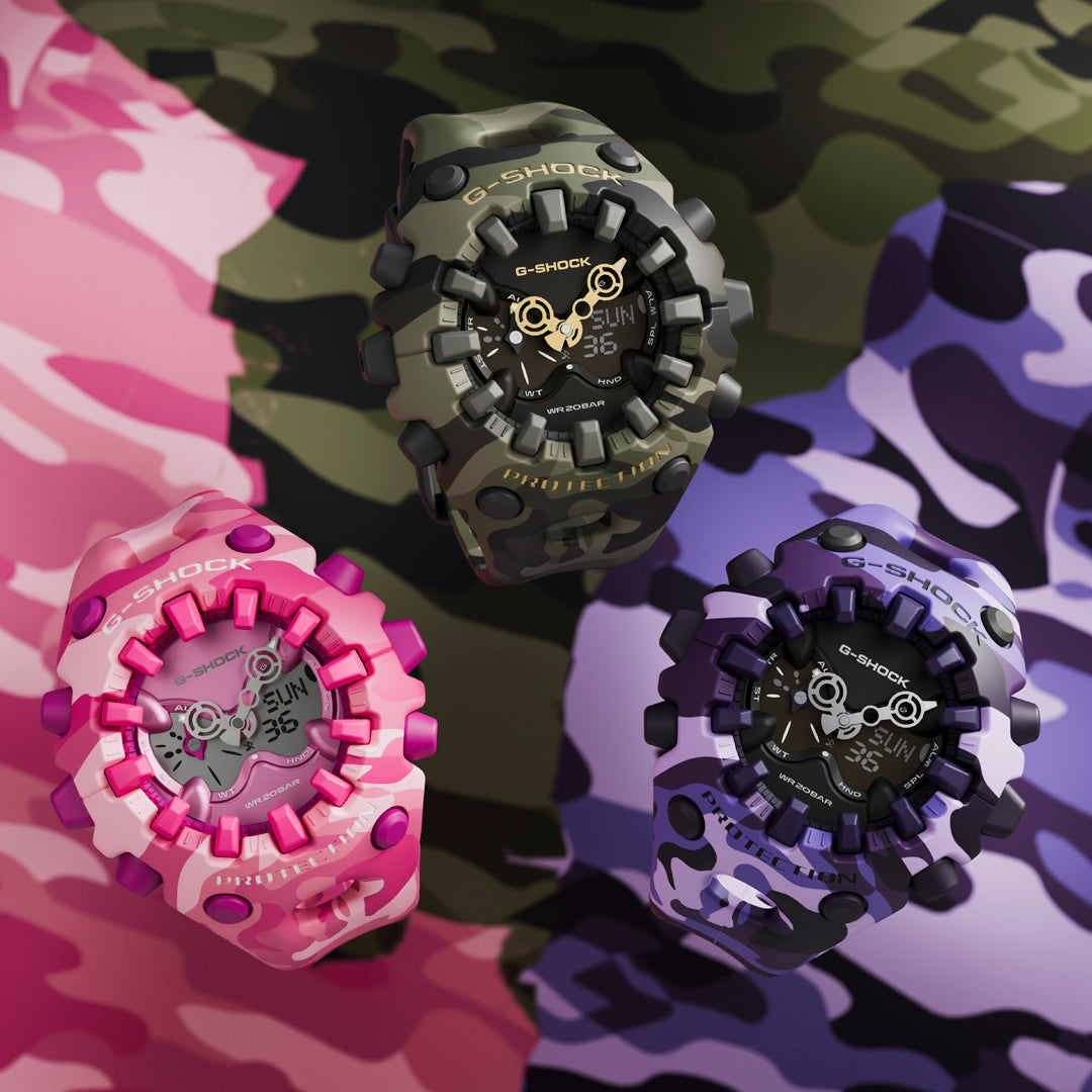 G-SHOCK ボールドカモシリーズ カラーカモフラージュ パープル GA-V01CMG-6AJF メンズ 電池式 アナデジ 樹脂バンド 反転液晶