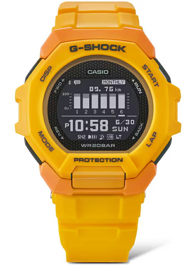 G-SHOCK G-SQUAD GBD-300シリーズ GBD-300-9JF メンズ 腕時計 電池式 Bluetooth デジタル 樹脂バンド イエロー 反転液晶 国内正規品 カシオ