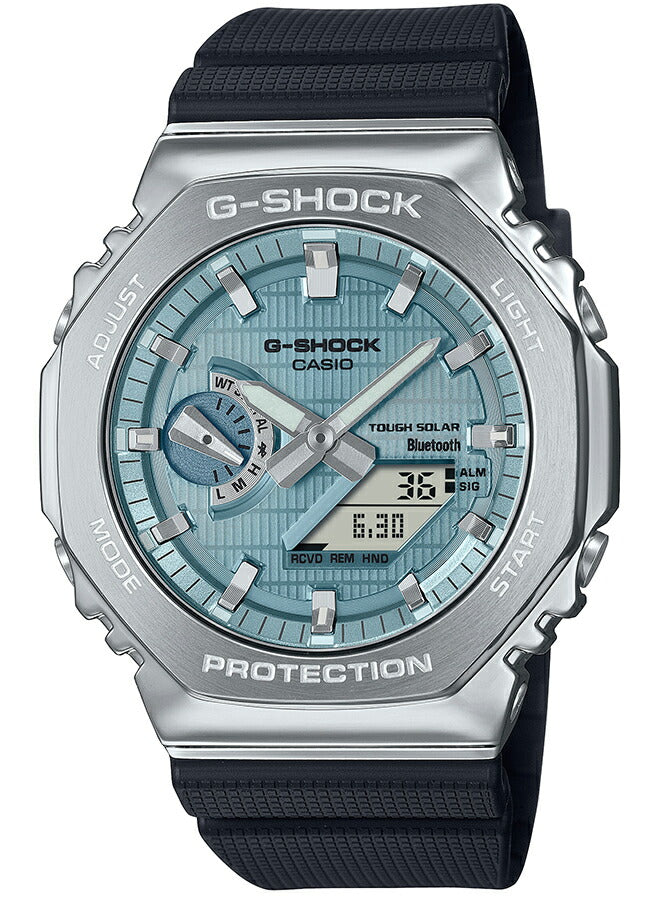 G-SHOCK メタルカバード 2100 GBM-2100A-1A2JF メンズ 腕時計 ソーラー Bluetooth オクタゴン アナデジ 樹脂バンド ブルー 国内正規品 カシオ 八角形