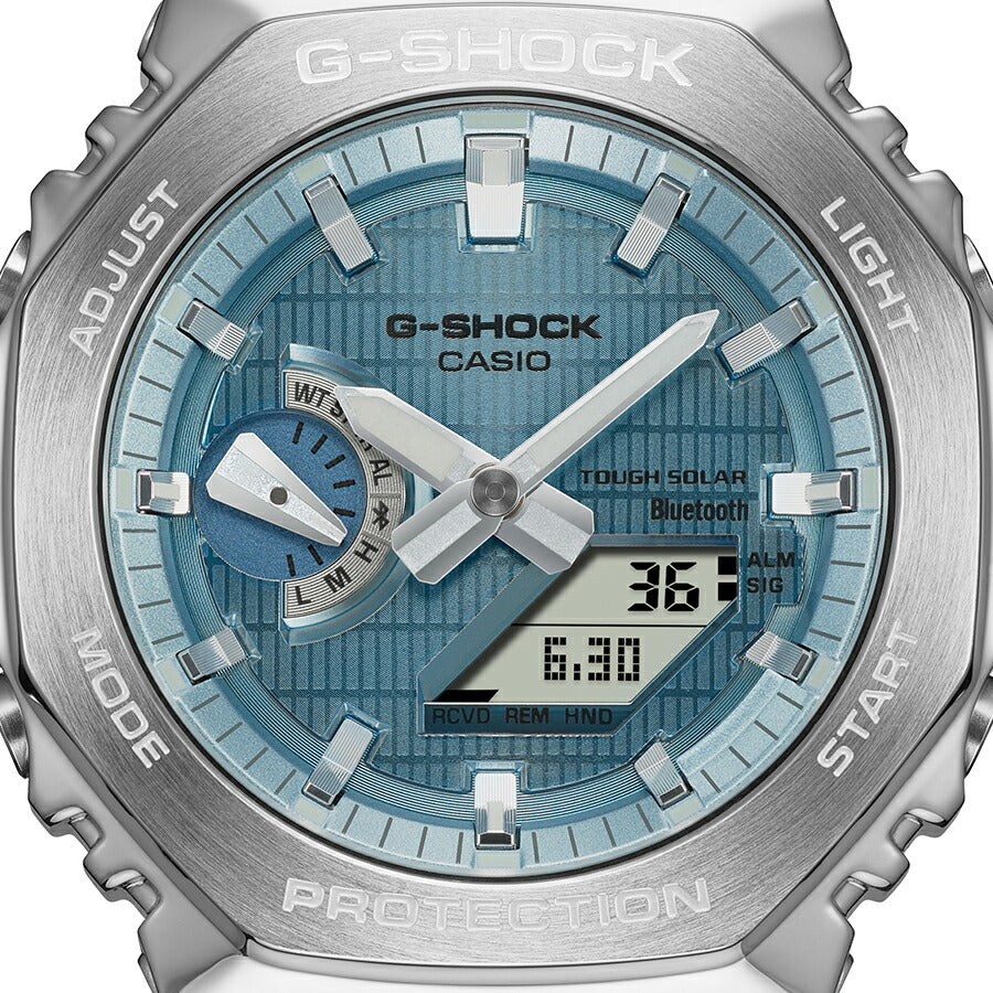 G-SHOCK メタルカバード 2100 GBM-2100A-1A2JF メンズ 腕時計 ソーラー Bluetooth オクタゴン アナデジ 樹脂バンド ブルー 国内正規品 カシオ 八角形