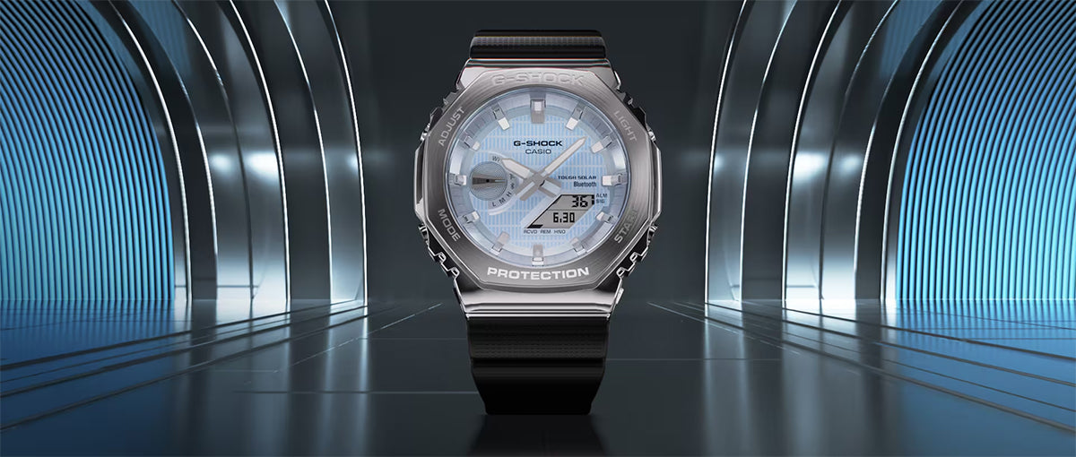 G-SHOCK メタルカバード GBM-2100A-1A2JF メンズ ソーラー Bluetooth オクタゴン アナデジ 樹脂バンド ブルー 八角形