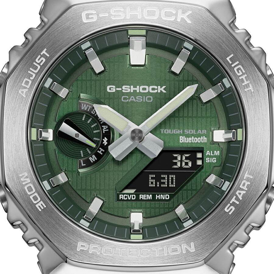 G-SHOCK メタルカバード 2100 GBM-2100A-1A3JF メンズ 腕時計 ソーラー Bluetooth オクタゴン アナデジ 樹脂バンド グリーン 国内正規品 カシオ 八角形
