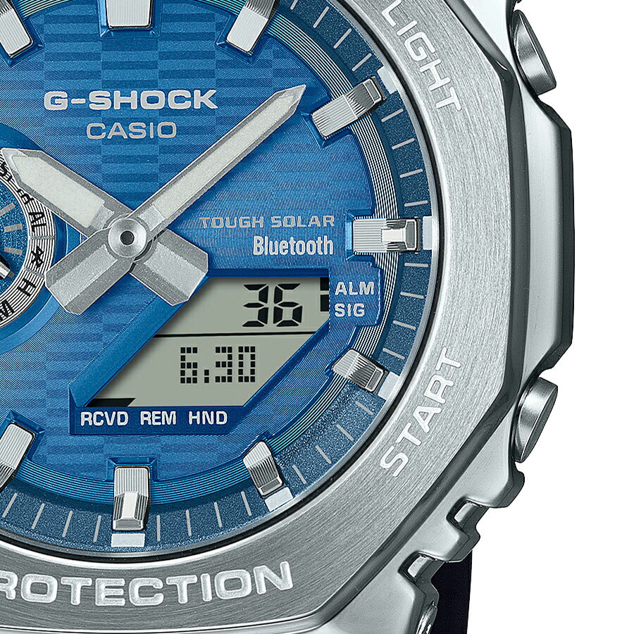 G-SHOCK メタルカバード オクタゴン GBM-2100A-2BJF メンズ ソーラー Bluetooth アナデジ 樹脂バンド ブルー 八角形