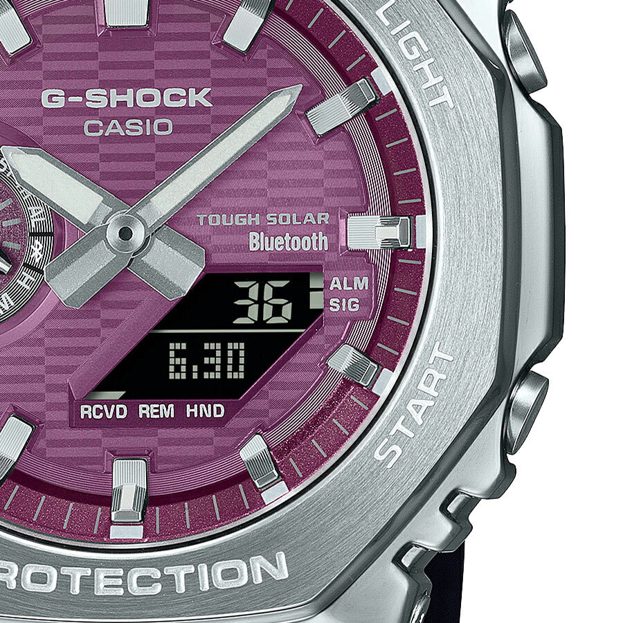 G-SHOCK メタルカバード オクタゴン GBM-2100A-4BJF メンズ ソーラー Bluetooth アナデジ 樹脂バンド バーガンディ 反転液晶 八角形