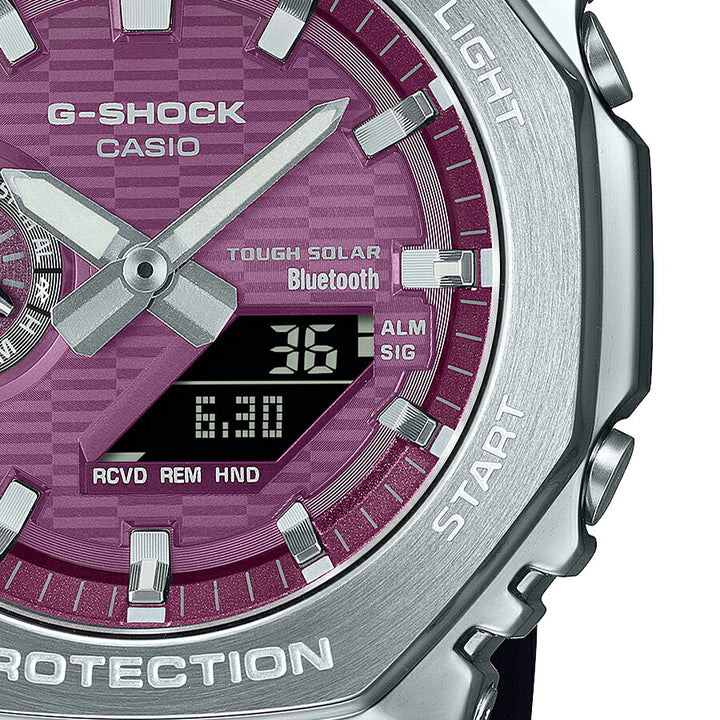 G-SHOCK メタルカバード オクタゴン GBM-2100A-4BJF メンズ ソーラー Bluetooth アナデジ 樹脂バンド バーガンディ 反転液晶 八角形