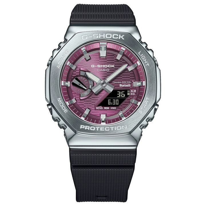 G-SHOCK メタルカバード オクタゴン GBM-2100A-4BJF メンズ ソーラー Bluetooth アナデジ 樹脂バンド バーガンディ 反転液晶 八角形