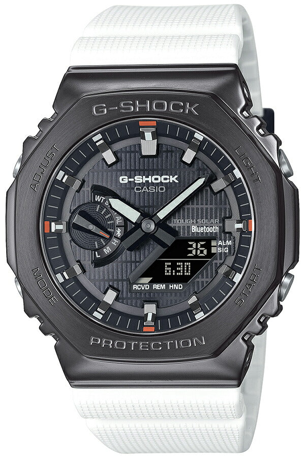 G-SHOCK メタルカバード 2100 GBM-2100B-7AJF メンズ ソーラー Bluetooth オクタゴン アナデジ 樹脂バンド ブラック ホワイト 八角形