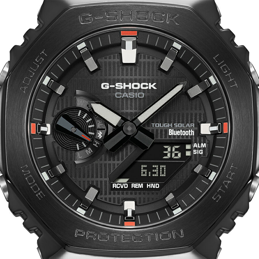 G-SHOCK メタルカバード 2100 GBM-2100B-7AJF メンズ ソーラー Bluetooth オクタゴン アナデジ 樹脂バンド ブラック ホワイト 八角形