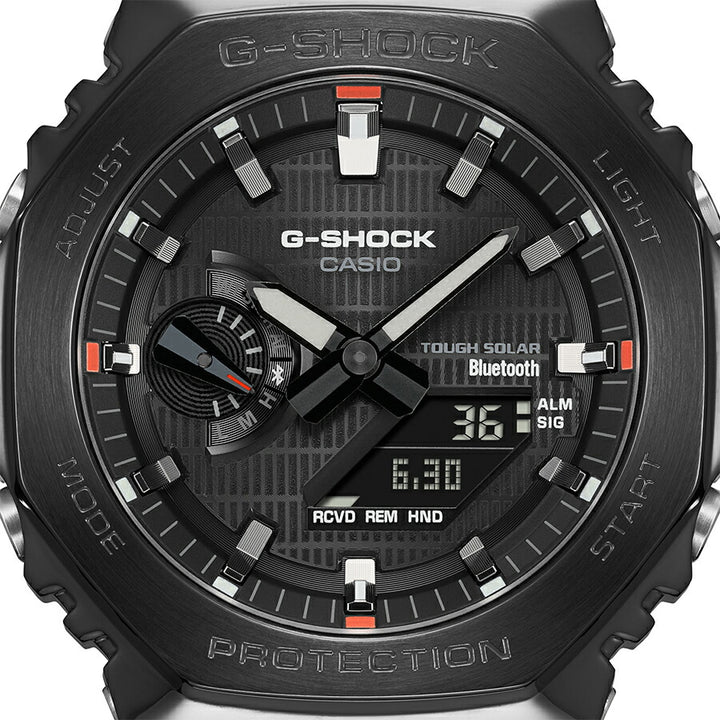G-SHOCK メタルカバード 2100 GBM-2100B-7AJF メンズ ソーラー Bluetooth オクタゴン アナデジ 樹脂バンド ブラック ホワイト 八角形