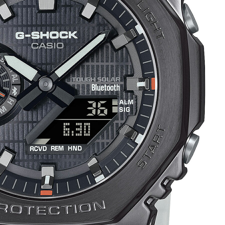 G-SHOCK メタルカバード 2100 GBM-2100B-7AJF メンズ ソーラー Bluetooth オクタゴン アナデジ 樹脂バンド ブラック ホワイト 八角形