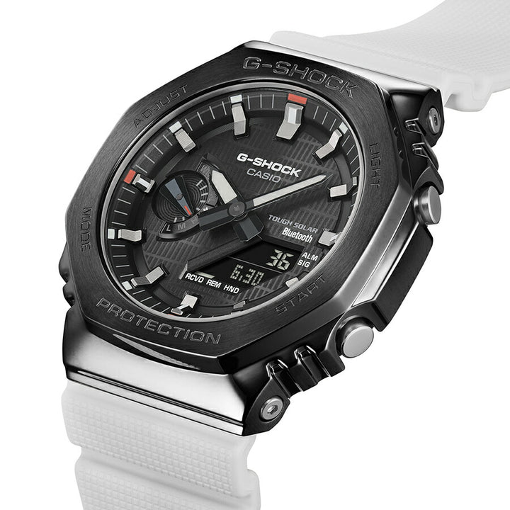 G-SHOCK メタルカバード 2100 GBM-2100B-7AJF メンズ ソーラー Bluetooth オクタゴン アナデジ 樹脂バンド ブラック ホワイト 八角形