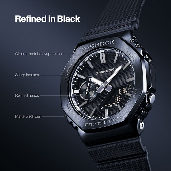G-SHOCK メタルカバード リュクスブラック GM-2100LXB-1AJF メンズ 電池式 アナデジ オクタゴン 樹脂バンド 反転液晶