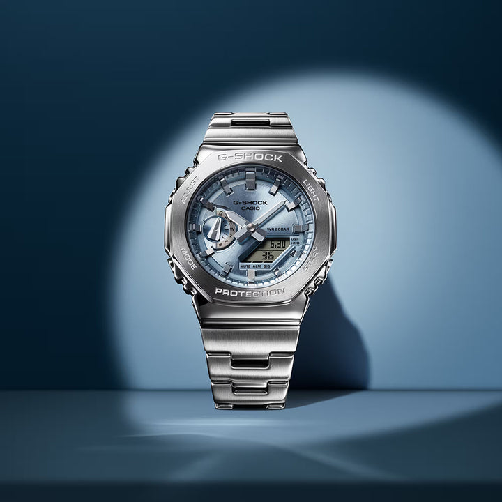 G-SHOCK メタルカバード GM-2110D-2AJF メンズ 腕時計 電池式 アナデジ オクタゴン メタルバンド スカイブルー 国内正規品 カシオ