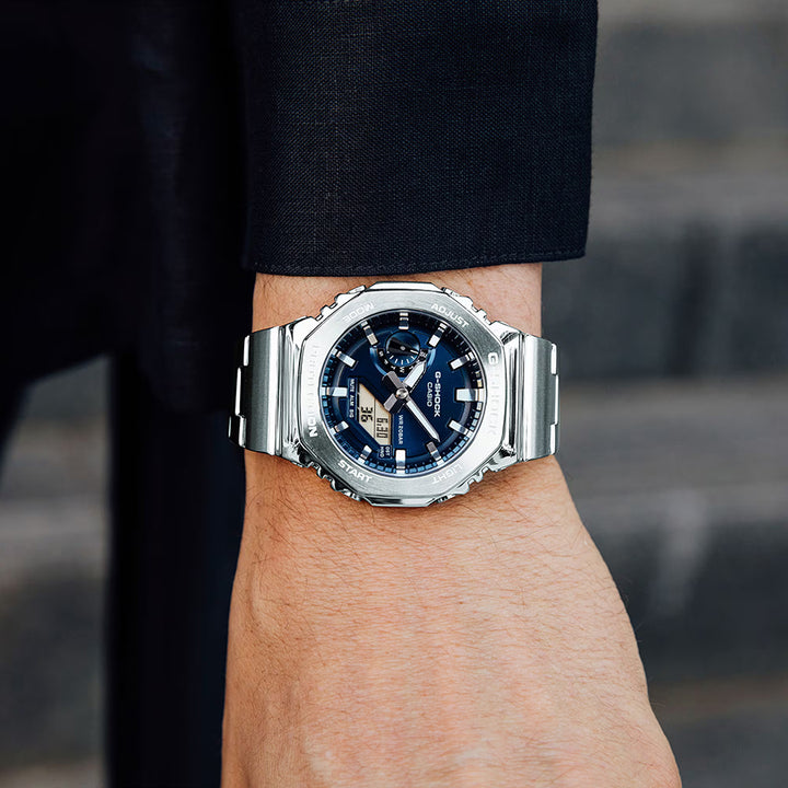 G-SHOCK メタルカバード GM-2110D-2BJF メンズ 腕時計 電池式 アナデジ オクタゴン メタルバンド ネイビー 国内正規品 カシオ
