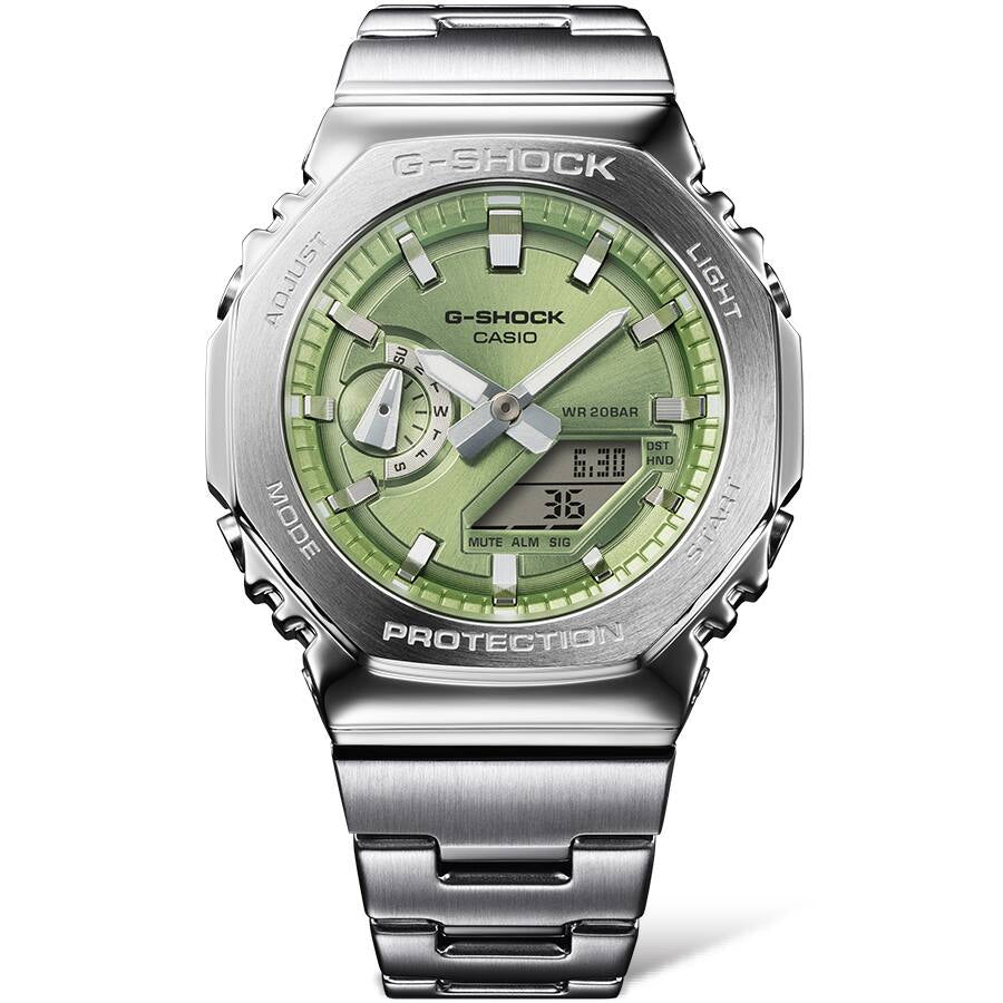 G-SHOCK メタルカバード GM-2110D-3AJF メンズ 腕時計 電池式 アナデジ オクタゴン メタルバンド ライムグリーン 国内正規品 カシオ