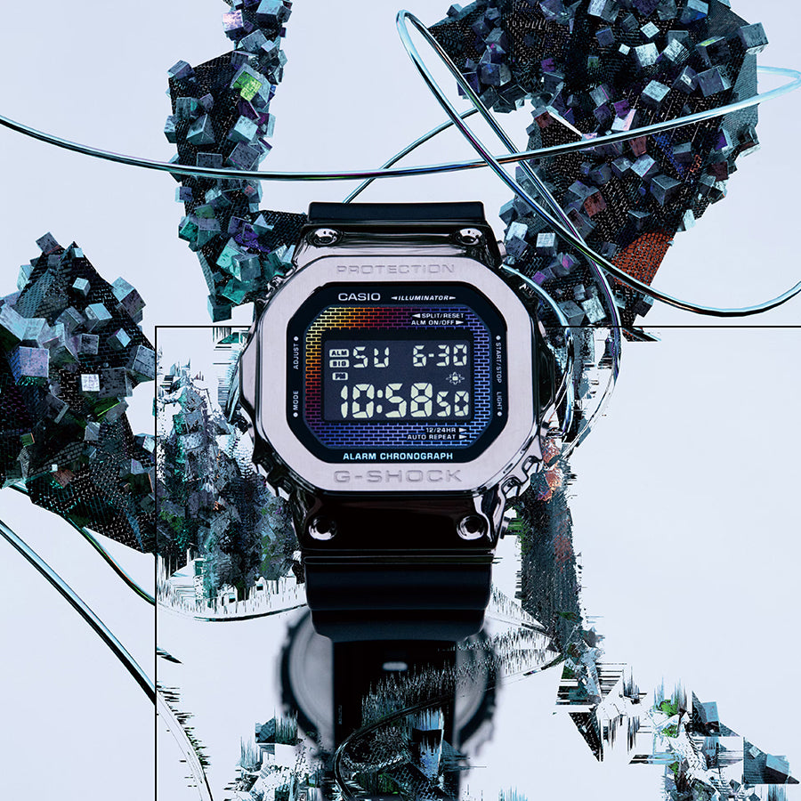 G-SHOCK レインボー ブリック ウォール メタルカバード GM-5600RW-1JF メンズ 腕時計 電池式 デジタル スクエア 樹脂バンド 反転液晶 国内正規品 カシオ