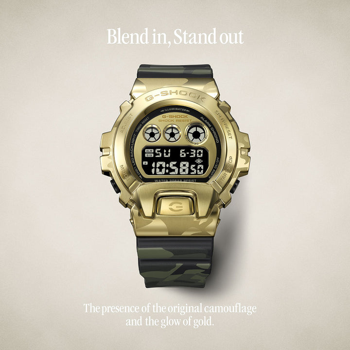 G-SHOCK メタルカバード ボールドカモシリーズ カモフラージュ & ゴールド GM-6900CMG-3JF メンズ 電池式 デジタル 反転液晶