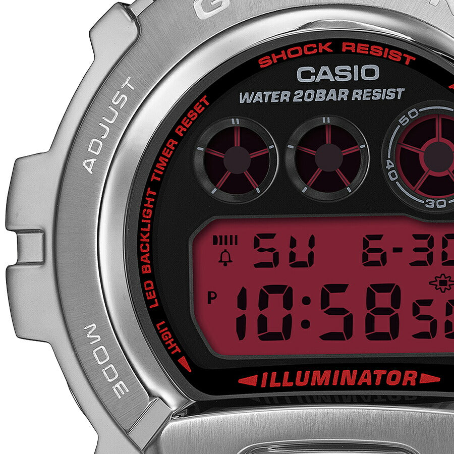 G-SHOCK メタルカバード ファインメタリックシリーズ シルバー GM-6900YRA-8JF メンズ 電池式 デジタル 樹脂バンド レッドカラー液晶