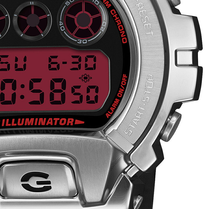 G-SHOCK メタルカバード ファインメタリックシリーズ シルバー GM-6900YRA-8JF メンズ 電池式 デジタル 樹脂バンド レッドカラー液晶