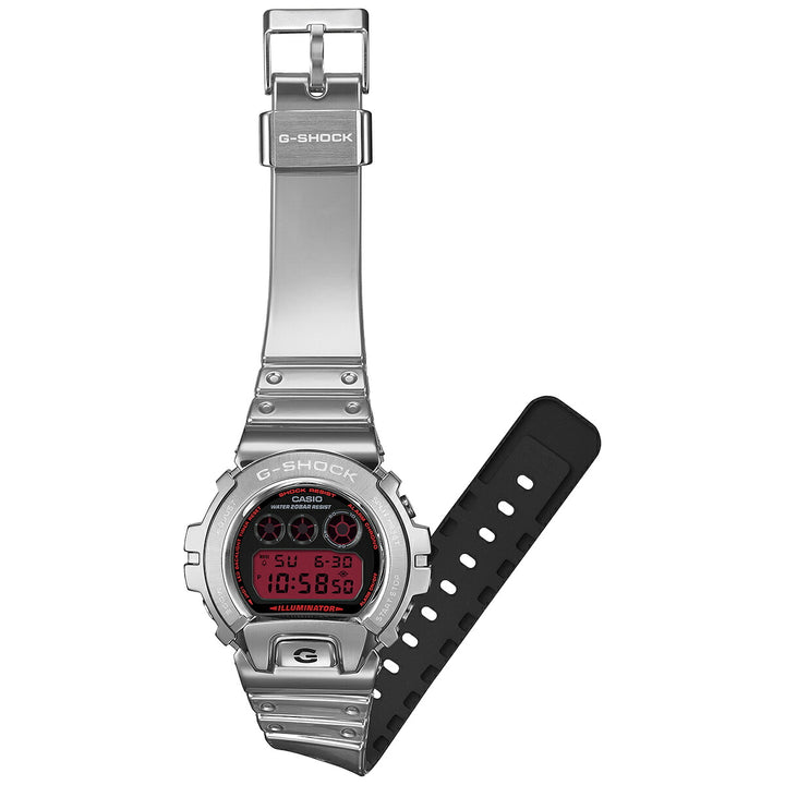 G-SHOCK メタルカバード ファインメタリックシリーズ シルバー GM-6900YRA-8JF メンズ 電池式 デジタル 樹脂バンド レッドカラー液晶
