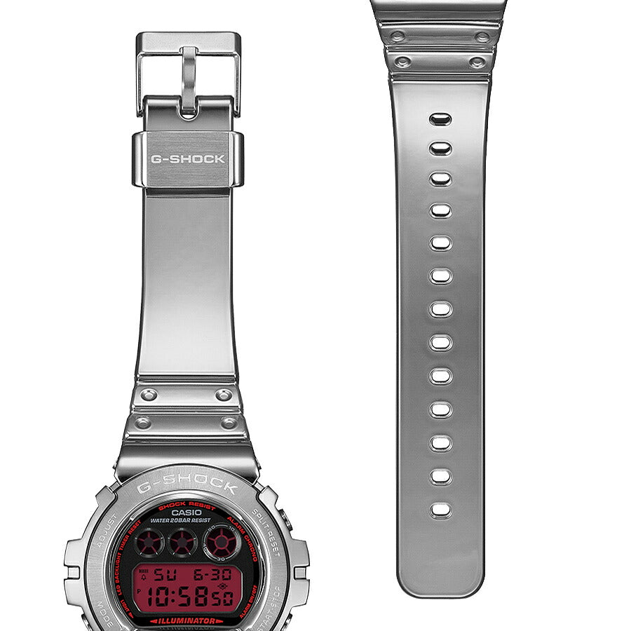 G-SHOCK メタルカバード ファインメタリックシリーズ シルバー GM-6900YRA-8JF メンズ 電池式 デジタル 樹脂バンド レッドカラー液晶
