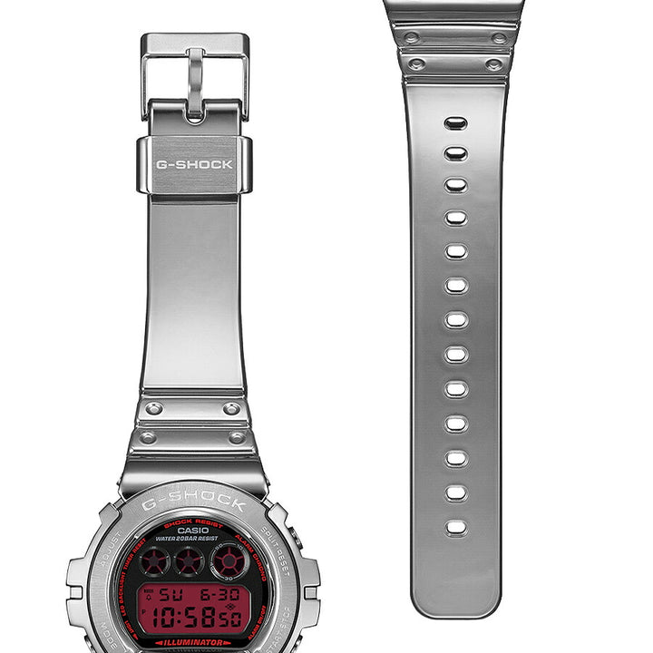 G-SHOCK メタルカバード ファインメタリックシリーズ シルバー GM-6900YRA-8JF メンズ 電池式 デジタル 樹脂バンド レッドカラー液晶