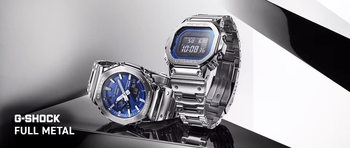 G-SHOCK フルメタル ブルーアクセント GM-B2100AD-2AJF メンズ ソーラー Bluetooth オクタゴン シルバー 日本製