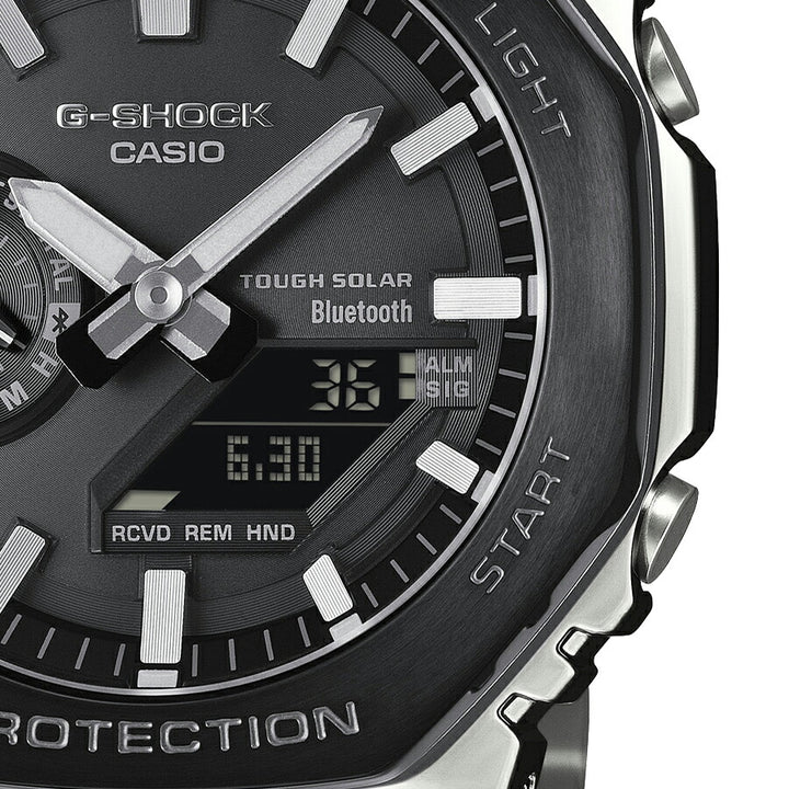 G-SHOCK フルメタル ブラックベゼル GM-B2100BT-1AJF メンズ ソーラー Bluetooth オクタゴン シルバー 日本製