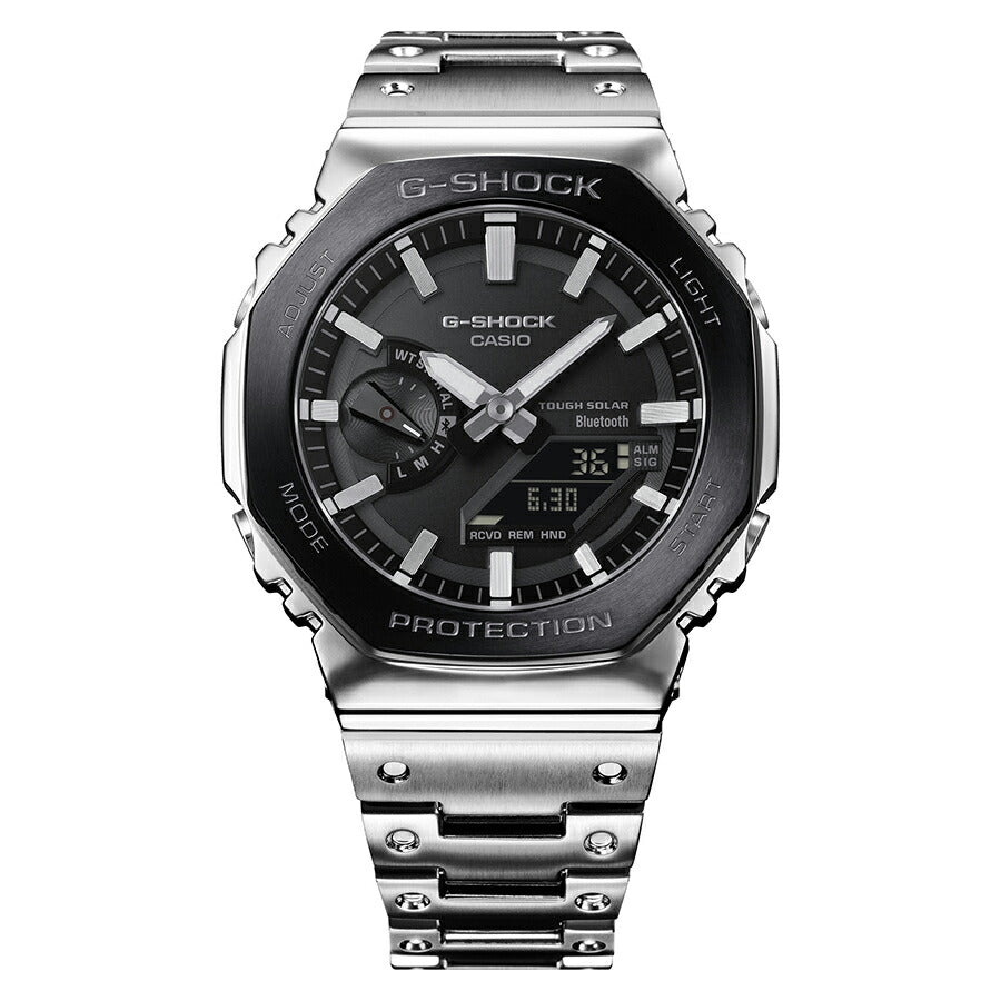 G-SHOCK フルメタル ブラックベゼル GM-B2100BT-1AJF メンズ ソーラー Bluetooth オクタゴン シルバー 日本製