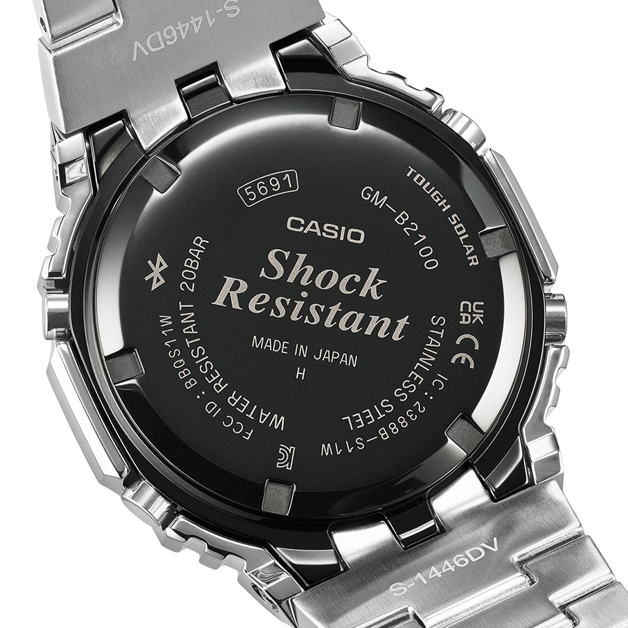 G-SHOCK フルメタル ブラックベゼル GM-B2100BT-1AJF メンズ ソーラー Bluetooth オクタゴン シルバー 日本製