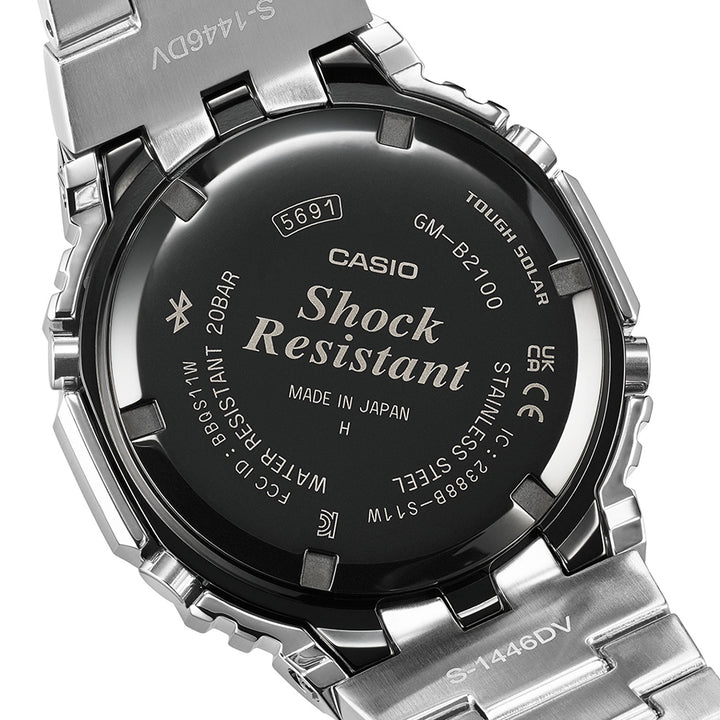 G-SHOCK フルメタル ブラックベゼル GM-B2100BT-1AJF メンズ ソーラー Bluetooth オクタゴン シルバー 日本製