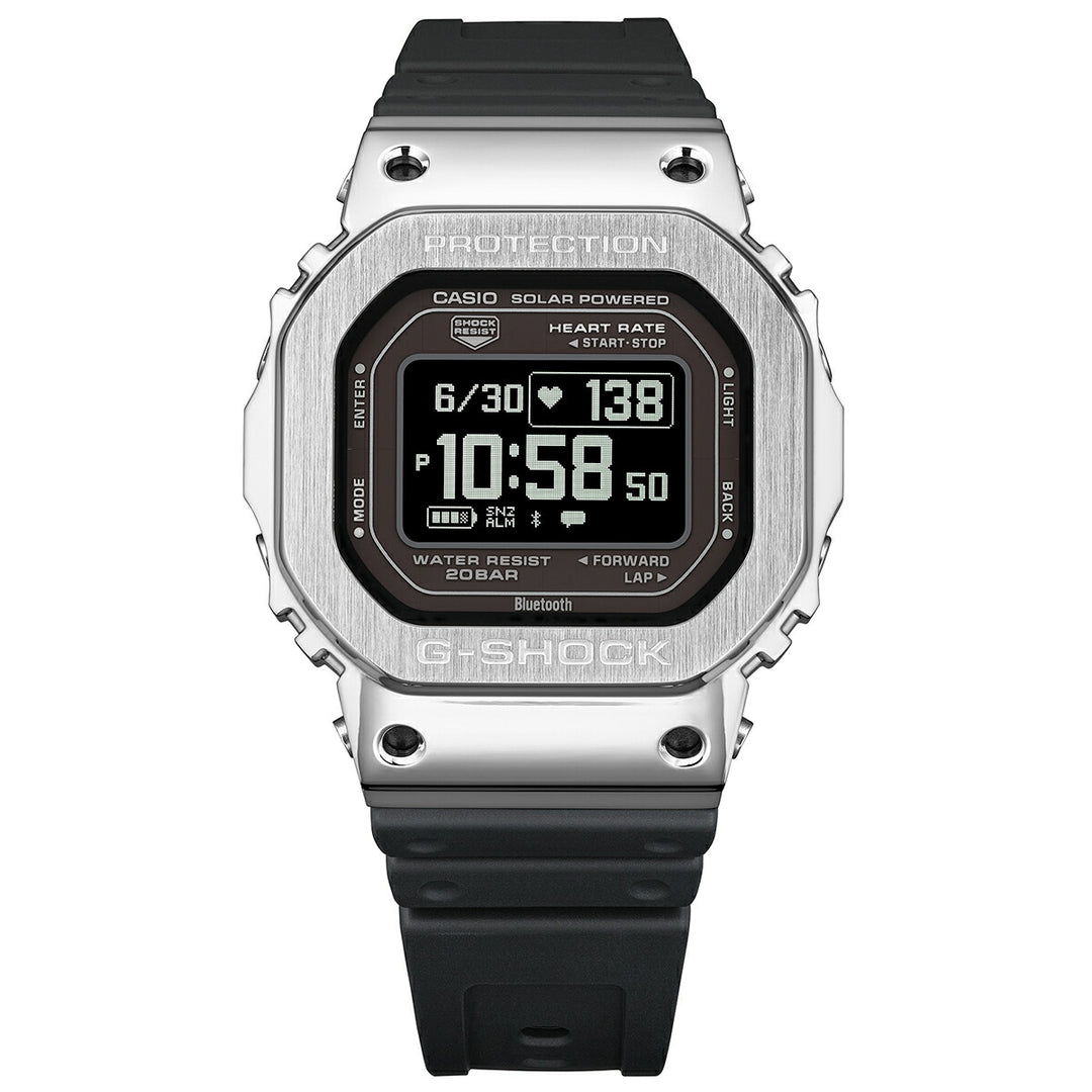 G-SHOCK メタルカバード G-SQUAD 心拍計測 血中酸素レベル計測 GM-H5600-1JR メンズ ソーラー Bluetooth MIP 反転液晶 シルバー