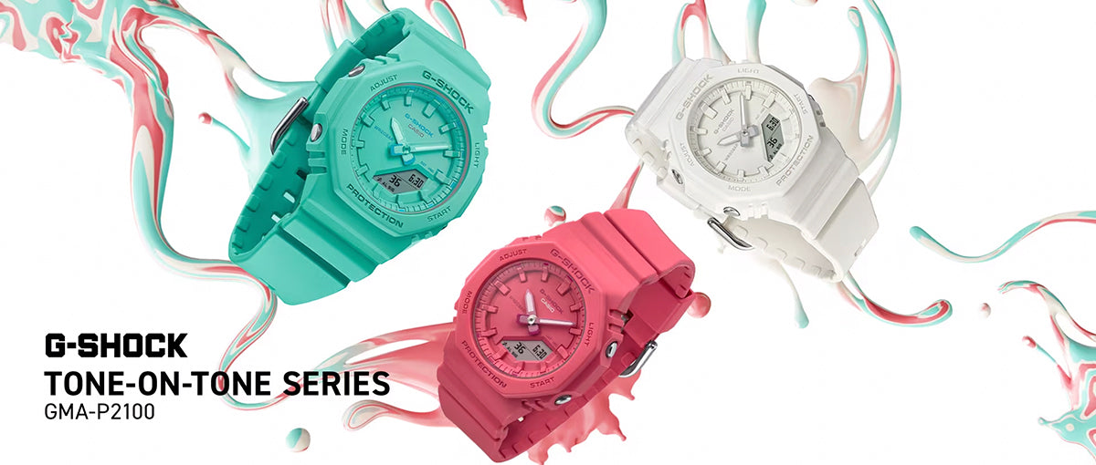 G-SHOCK コンパクトサイズ TONE-ON-TONE GMA-P2100-4AJF レディース 電池式 アナデジ オクタゴン ブライトピンク 樹脂バンド