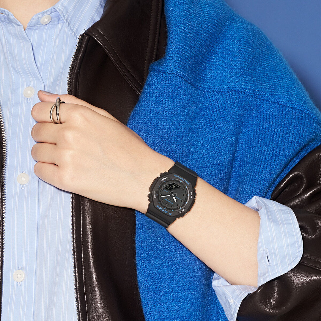 G-SHOCK プチサイズ ブルーアクセントシリーズ GMA-P2100BA-1AJF レディース 電池式 アナデジ オクタゴン 樹脂バンド ブラック