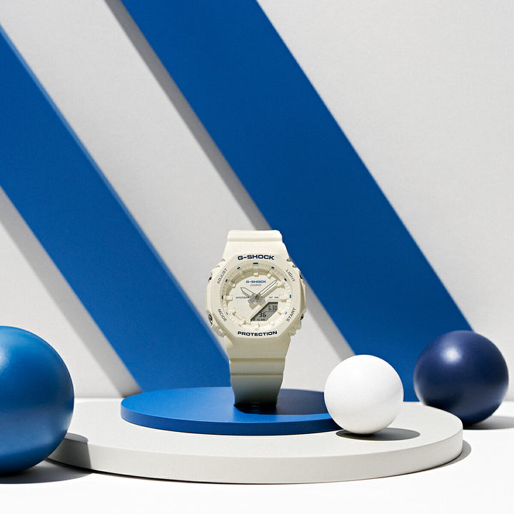 G-SHOCK プチサイズ ブルーアクセントシリーズ GMA-P2100BA-7AJF レディース 電池式 アナデジ オクタゴン 樹脂バンド アイボリー